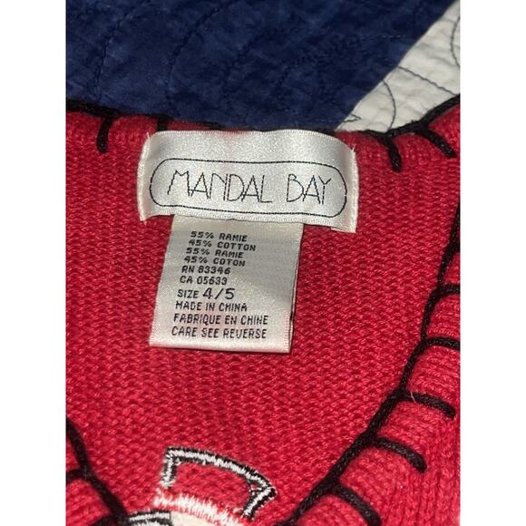 Vintage MANDAL BAY Kids Red Snowman Knit Sweater Vest Size Small 4/5￼ - Picture 3 of 8